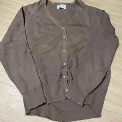 ブラウン リブ編み カーディガン 38/M