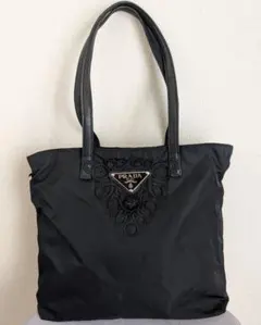 美品 PRADA プラダ イブニングハート ビジュー がま口 ハンドバッグ
