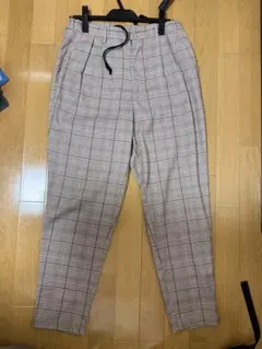 ブラウン系　WEGO チェック　スラックス　メンズ