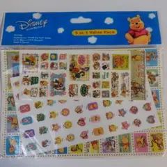 【平成レトロ】ディズニー　くまのプーさん　切手型　シール　当時物