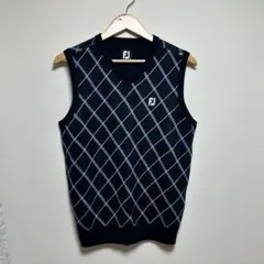 美品　FJ フットジョイゴルフ秋冬 ウール混　ロゴ刺繍 ダイヤ柄 ベスト