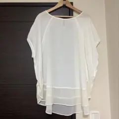 白　シアートップス　レディース　夏服　半袖　ブラウス　チュニックのサムネイル