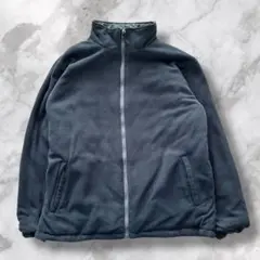 リバーシブル ジャケット L グレー キルティング×フリース ビッグシルエット