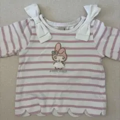 petit main マイメロ ピンクリボン 長袖カットソー 80cm
