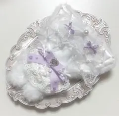 ぬい服　着ぐるみ　10〜12cm用　白　紫　猫耳　チェーンフック付き