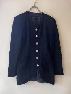 ミ*)様 No.5967 レース刺繍ノーカラージャケット黒