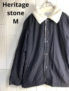 Heritage stone ネイビー フェイクファー襟 ジャケット M