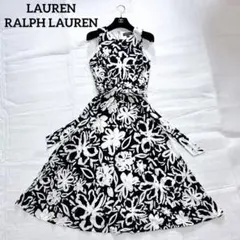 ローレンラルフローレン 花柄 ロングワンピース フレア ノースリーブ M