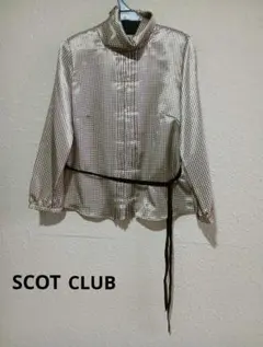 【SCOT CLUB】 プリーツ　サテン　長袖 ブラウス リボン付きのサムネイル