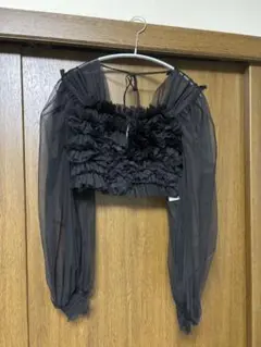 【FURFUR】ブラック シアーフリル 長袖トップスのサムネイル