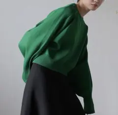 ENↃ / アーム切替リブ編みクロップド丈ダンボールニット　グリーン