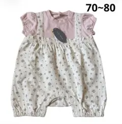 新品 baby ベビー ロンパース ホワイト ピンク 花柄 70~80