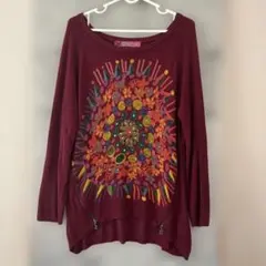 Desigual ニットプルオーバー　ワインレッド　M