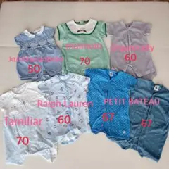 50-70 ファミリア　ラルフローレン　ベビー服ロンパース　まとめ売り7点セット