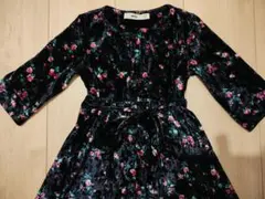 MPS. ベルベット花柄ワンピース 七分袖