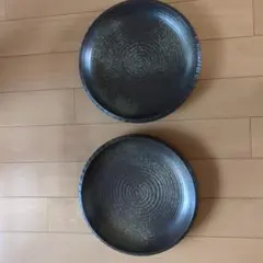 萬子焼　信楽焼　和食器 大皿 2枚 渦巻き模様 陶器