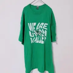 ギルダン プリント Ｔシャツ 丸首半袖 2XLビッグサイズ 緑 綿混 大学T
