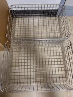ステンレスワイヤーバスケット 2個　無印良品