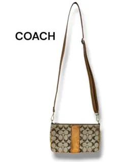 【訳あり】COACH コーチシグネチャー ショルダーバッグ ポーチ　ベージュ