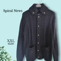 スパイラルニュース メンズ カーディガン ネイビー XXL 3Lのサムネイル