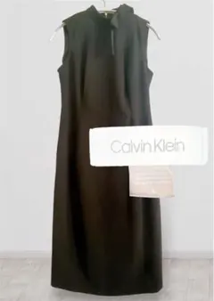 極美品★カルバンクライン リボンタイ ワンピース 黒 M フォーマル 結婚式