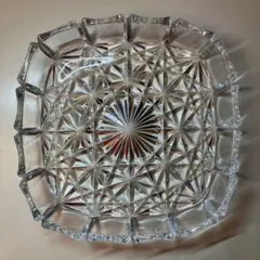 昭和レトロ　HOYA ホーヤ　クリスタル　保谷　ガラス大皿　ガラス角大皿