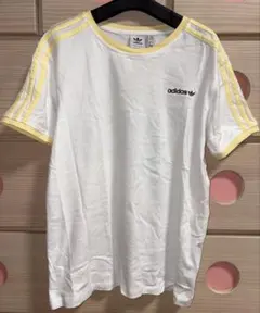 adidas アイランドクラブ Tシャツ L ホワイト/イエロー レモネード