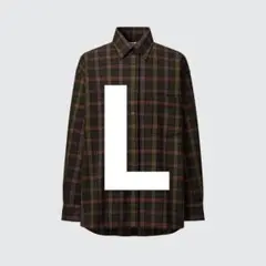 ユニクロＵ　ツイルオーバーサイズチェックシャツ　38ダークブラウン