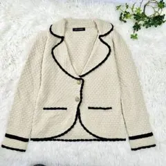 JILL MARIE ジルマリー ニットカーディガン バイカラー ウール混 M