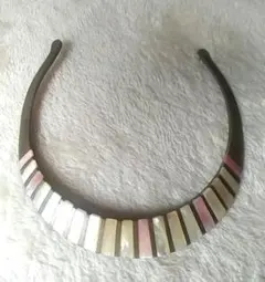 珍品【現品限り】天然貝ネックリング／ピンク＆ホワイトシェル