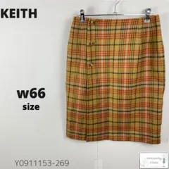 KEITH キース ラップスカート タイト チェック柄 総柄 ウール 上品 M