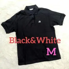 人気 Black&White ブラック＆ホワイト ポロシャツ M 黒 ゴルフのサムネイル