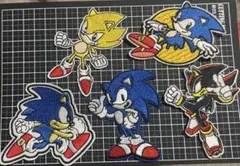 ソニック・ザ・ヘッジホッグアイロン刺繍ワッペン5個セット