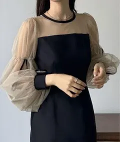 即日発送可能✨️Louere ✨️チュールボリューム袖ワンピース