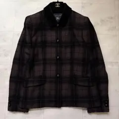2way✨バーバリー ノバチェックジャケット 刻印釦 ベルベットカラー 42のサムネイル
