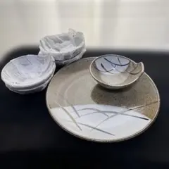 たち吉　陶器製食器セット 大皿と小鉢5個 むさしの天ぷら揃