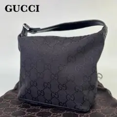 極美品 グッチ ミニハンドバッグ アクセサリーポーチ GG キャンバス ブラック