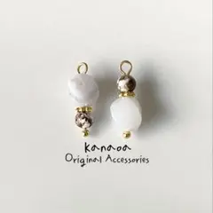 ホワイトクレイジーアゲート×ワイルドホース 天然石ピアスorイヤリング