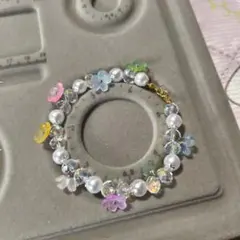 カラフル花モチーフブレスレット