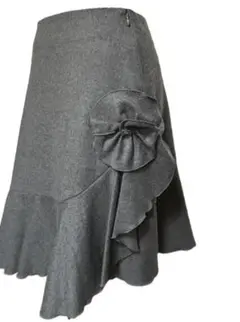 K947★エムズグレイシー 極美品アシンメトリー スカート花柄38グレー秋冬春