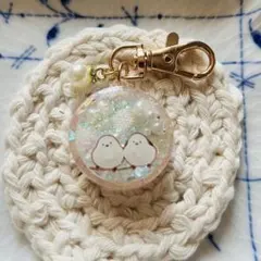 ハンドメイドレジン　シマエナガ　シェイカー　チャーム　 キーホルダー