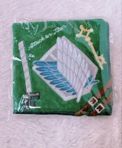 新品 進撃の巨人 自由の翼 刺繍 タオル ハンカチ 調査兵団 エレンの鍵