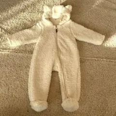 【美品】H&M ジャンプスーツ カバーオール くま耳　ボア　68センチ