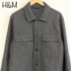 【H&M】MANTECO　メンズ　ウール混シャツジャケット　グレーのサムネイル