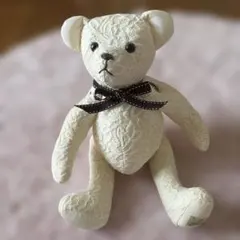 マニー テディベア アイボリー レース刺繍 ヴィンテージ インテリア
