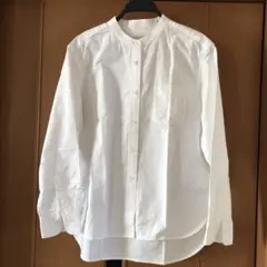 【無印良品】洗いざらしオックススタンドカラー長袖シャツ （L・白）