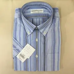 TAKASHIMAYA 高島屋 半袖 水色 ストライプ シャツ 半袖シャツ 綿