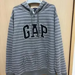 OLD GAP オールドギャップ ジップパーカー　ボーダー 胸ロゴ 裏起毛 L