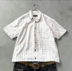 00s Eddie Bauer リネン混 短丈 ボックス チェックシャツのサムネイル