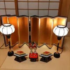 雛人形の付属品セット(屏風・ぼんぼり・三方・菱餅)